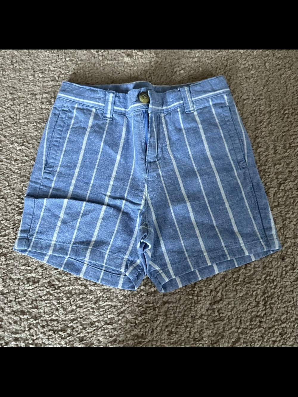 Janie and Jack Light Blue and White Striped High-Waist Shorts